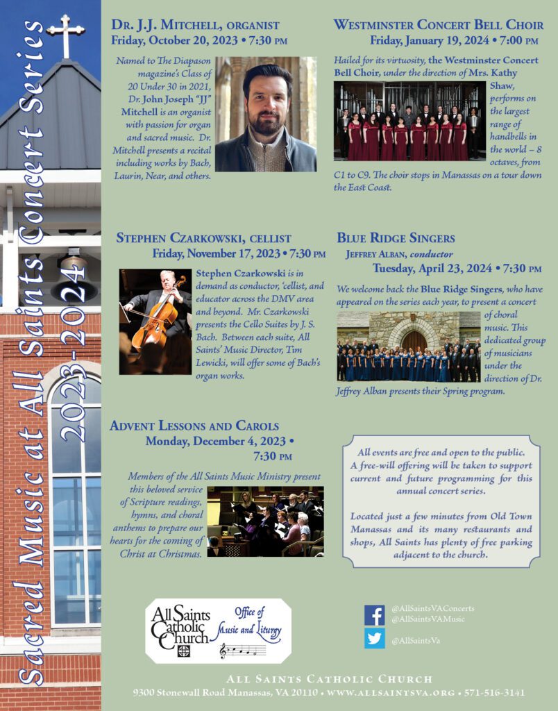 Sacred Music at All Saints Concert Series: 2023-2024 with descriptions