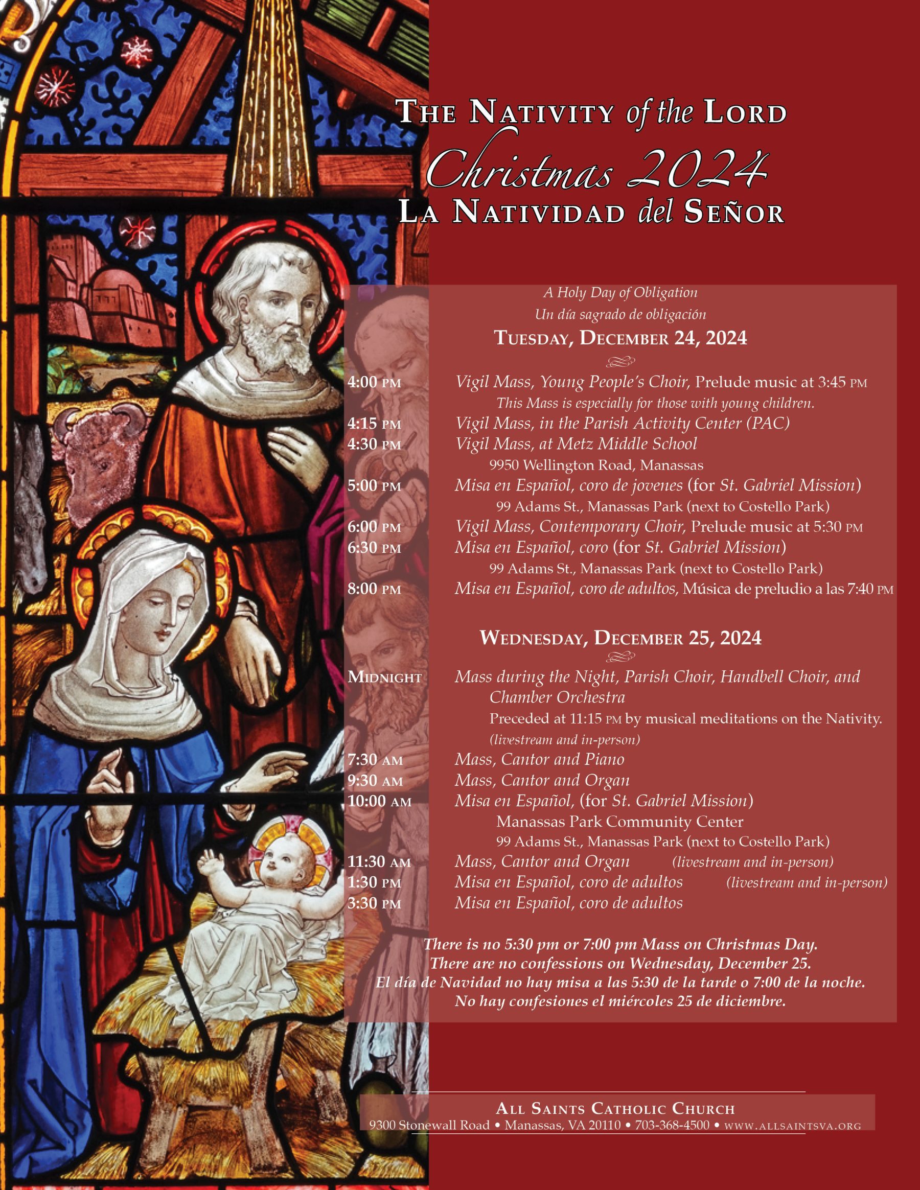 Christmas Mass Schedule All Saints Catholic Church