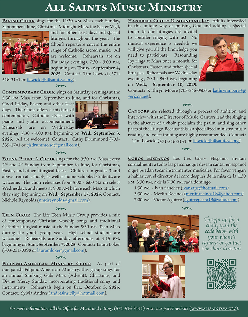 All Saints Music Ministry: Flyer: 2025-2026